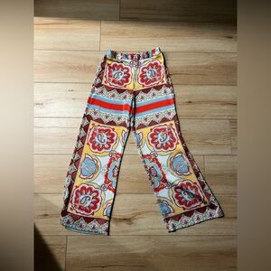 MANGO Baroque Print Flowy Crop Pants